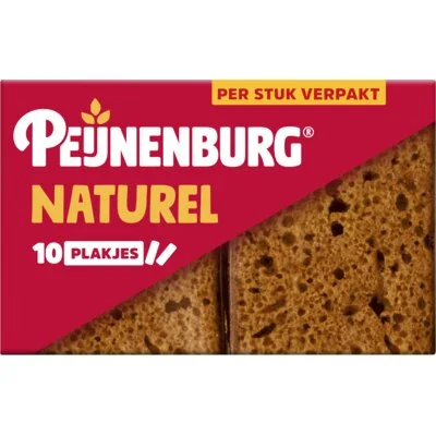 Peijnenburg ontbijtkoek naturel 10-pack per stuk verpakt