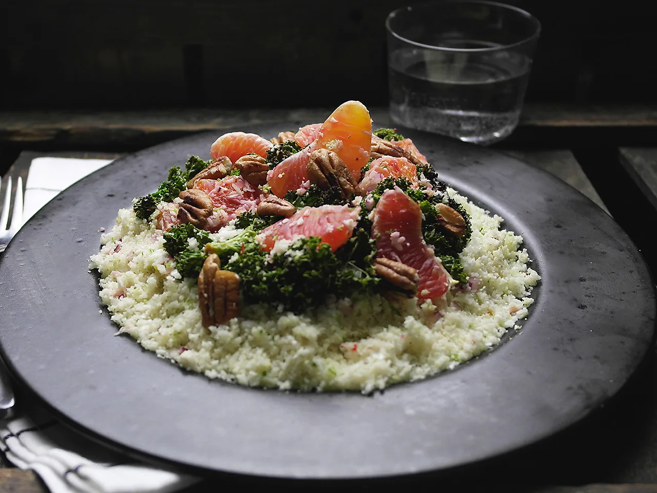 Bloemkoolcouscous en bloedsinaasappel