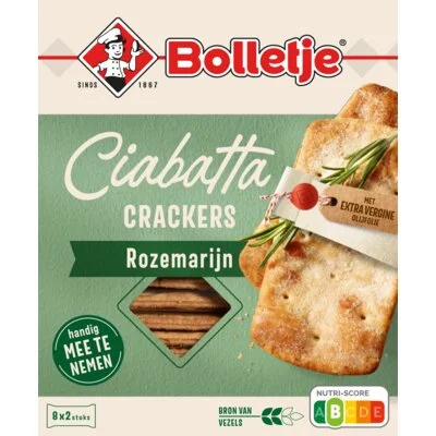 Bolletje Ciabatta Crackers Rozemarijn 8 x 2 Stuks 190 g