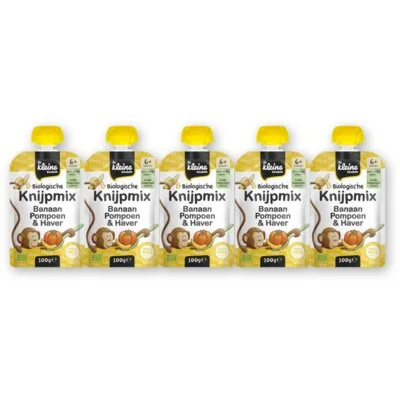 De Kleine Keuken Knijpmix Banaan & pompoen 6m+ 5-pack