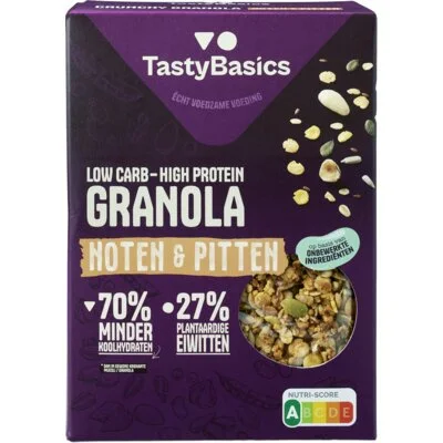 TastyBasics Low carb-high protein granola noten