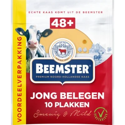 Beemster Jong Belegen Kaas Voordeelverpakking 10 Plakken 0,250 kg