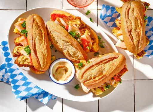 Bocadillo met tortilla en kip van London Loy