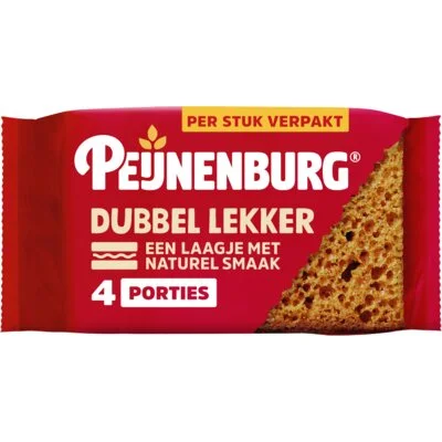 Peijnenburg ontbijtkoek dubbel lekker 4-pack per stuk verpakt