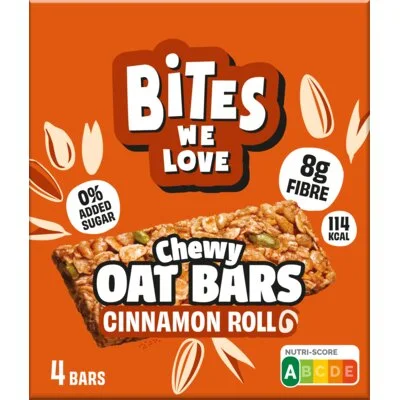 BitesWeLove Chewy Oat Bar Cinnamon roll 4 stuks